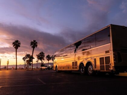 A bus arrives in Los Angeles, California. (Getty Images)
