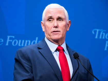 UNITED STATES - OCTOBER 19: Former Vice President Mike Pence delivers a speech at The Heritage Foundation titled The Freedom Agenda and America's Future, in Washington, D.C., on Wednesday, October 19, 2022. (Tom Williams/CQ-Roll Call, Inc via Getty Images)