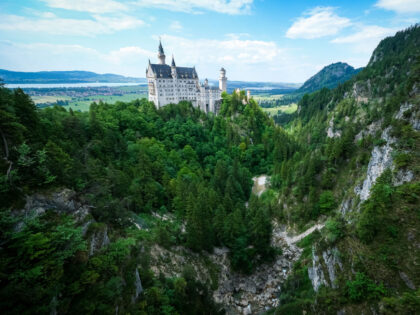 FUESSEN, GERMANY - JUNE 16: View from the Marienbruecke bridge over the Poellat gorge near Neuschwanstein Castle following the death of a 21-year-old female American student, on June 16, 2023 near Fuessen, Germany. A 30-year-old American man is in custody. According to police the man met two female American students …