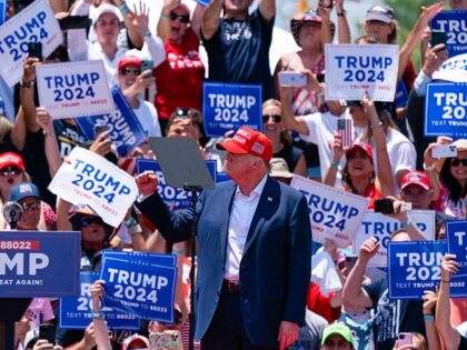 Former US President Donald Trump during a campaign event in Pickens, South Carolina, US, on Saturday, July 1, 2023. Trump praised Supreme Court rulings that ended affirmative action in college admissions and a student debt-relief program, as well as limited LGBTQ protections, touting his role in installing the court's conservative …