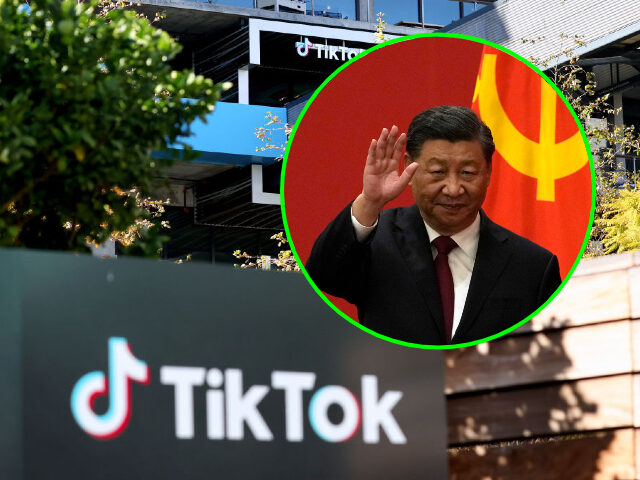 CULVER CITY, CALIFORNIA - DECEMBER 20: The TikTok logo is displayed outside a TikTok office on December 20, 2022 in Culver City, California. Congress is pushing legislation to ban the popular Chinese-owned social media app from most government devices. (Photo by Mario Tama/Getty Images)