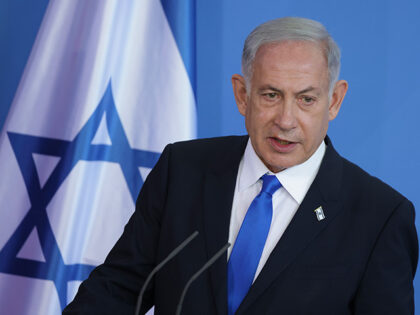 Israeli Prime Minister Benjamin Netanyahu and German Chancellor Olaf Scholz (not pictured) speak to the media following talks at the Chancellery on March 16, 2023 in Berlin, Germany. Netanyahu's one-day visit to Berlin is being accompanied by protests, including both by people angry over Israel’s policies towards Palestinians as well …