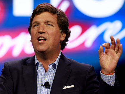 Tucker Carlson speaks at the Turning Point Action conference on July 15, 2023 in West Palm Beach, Florida. Trump is scheduled to speak at the event held in the Palm Beach County Convention Center. (Photo by Joe Raedle/Getty Images)