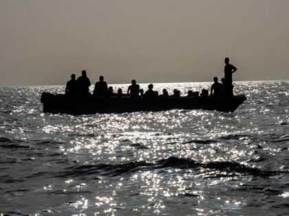 Picture taken on August 3, 2023 shows some of 266 migrants crossing the Mediterranean sea on little boats prior to being rescued by members of the Spanish NGO Proactiva Open Arms off the Libyan coast. (Photo by Matias CHIOFALO / AFP) (Photo by MATIAS CHIOFALO/AFP via Getty Images)