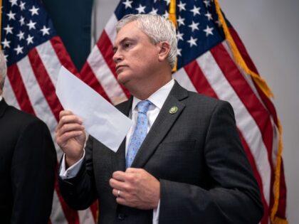 House Oversight and Accountability Committee Chair James Comer, R-Ky., center, joined at left by House Majority Leader Steve Scalise, R-La., prepares to speak to reporters following a closed-door meeting of the House Republican Conference, at the Capitol in Washington, Tuesday, July 18, 2023. Rep. Comer will lead an Oversight Committee …