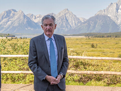 Federal Reserve Chairman Jerome Powell at the Jackson Hole economic symposium in Moran, Wyoming, on Aug. 26, 2022. (Paul Morris/Bloomberg via Getty Images)