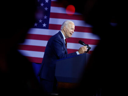 WASHINGTON, DC - JUNE 23: U.S. President Joe Biden address a campaign rally on the first anniversary of the Supreme Court's Dobbs v. Jackson decision which struck down a federal right to abortion at the Mayflower Hotel on June 23, 2023 in Washington, DC. The campaign event was organized by …