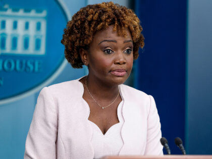 WASHINGTON, DC - JULY 29: White House Press Secretary Karine Jean-Pierre speaks during the daily press briefing at the White House on July 29, 2022 in Washington, DC. During the briefing Jean-Pierre took questions on a range of topics including additional Covid-19 vaccines, inflation and the recent floods in eastern …