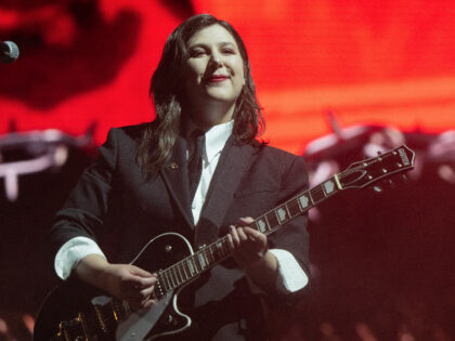 INDIO, CALIFORNIA - APRIL 22: Musician Lucy Dacus of Boygenius performs onstage during day 2 of 2023 Coachella Valley Music and Arts Festival on April 22, 2023 in Indio, California. (Photo by Scott Dudelson/Getty Images for Coachella)