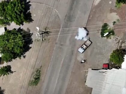 A Mexican cartel drone drops an IED on a rival cartel. (Cartel Chronicles)
