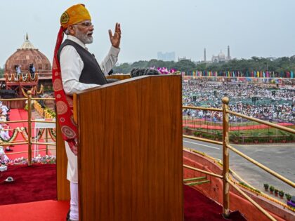 Narendra Modi, India's prime minister, speaks at the nation's Independence Day ceremony at Red Fort in New Delhi, India, on Tuesday, Aug. 15, 2023. Modi promised more measures to rein in rising food prices just as retail inflation last month hit a 15-month high, signaling cost of living will be …