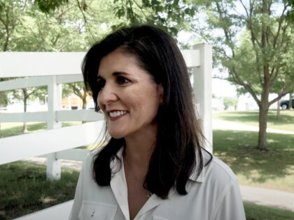 Nikki Haley talks to Breitbart News in Iowa