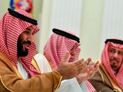 Saudi Crown Prince Mohammed bin Salman (L), pictured June 2018, hosted US President Donald Trump's special envoy Jason Greenblatt and adviser Jared Kushner to discuss humanitarian relief options following explosions in the Gaza Strip