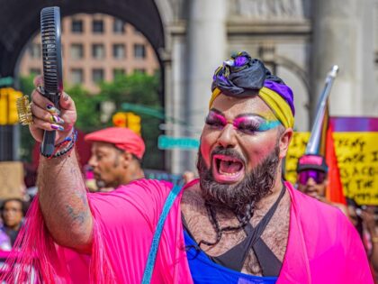 MANHATTAN, NEW YORK, UNITED STATES - 2023/06/25: Participants seen at the march. Thousands of New Yorkers took to the streets of Manhattan to participate on the Reclaim Pride Coalition's (RPC) fifth annual Queer Liberation March, where no police, politicians or corporations were allowed to participate. This year theme "Trans and …