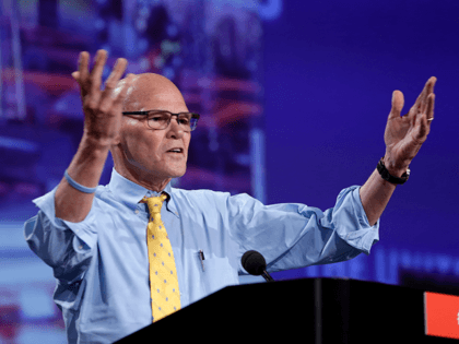James Carville speaks at the annual U.S. Conference of Mayors meeting, Monday, June 26, 2017, in Miami Beach, Fla. (AP Photo/Lynne Sladky)